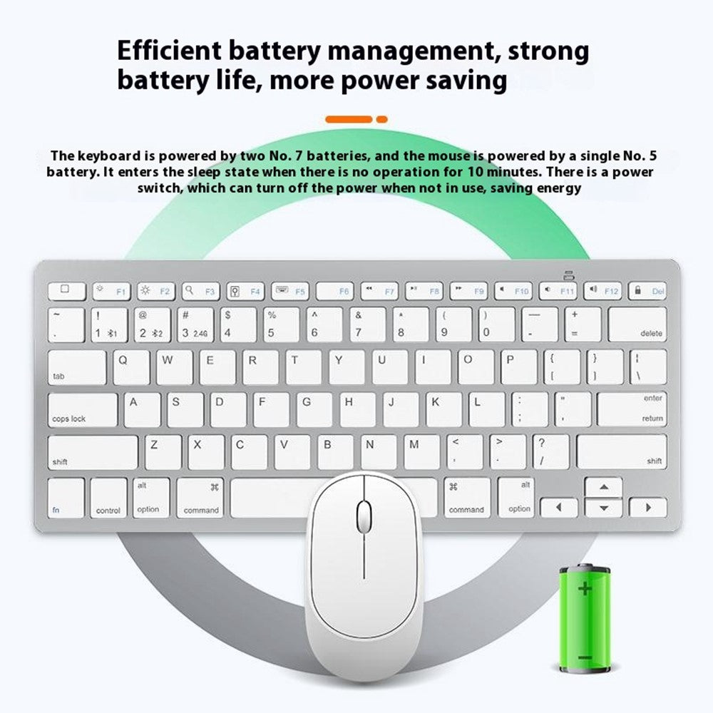 B666+MS-800 Wireless Bluetooth-Compatible Silent Keyboard and Mouse Set for iOS  /  Android  /  Windows