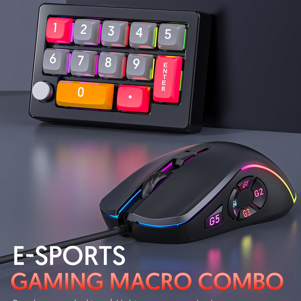 MKESPN K808 Mini Mechanical Keyboard 13 Keys Hot-Swappable RGB Backlit Programmable Keypad
