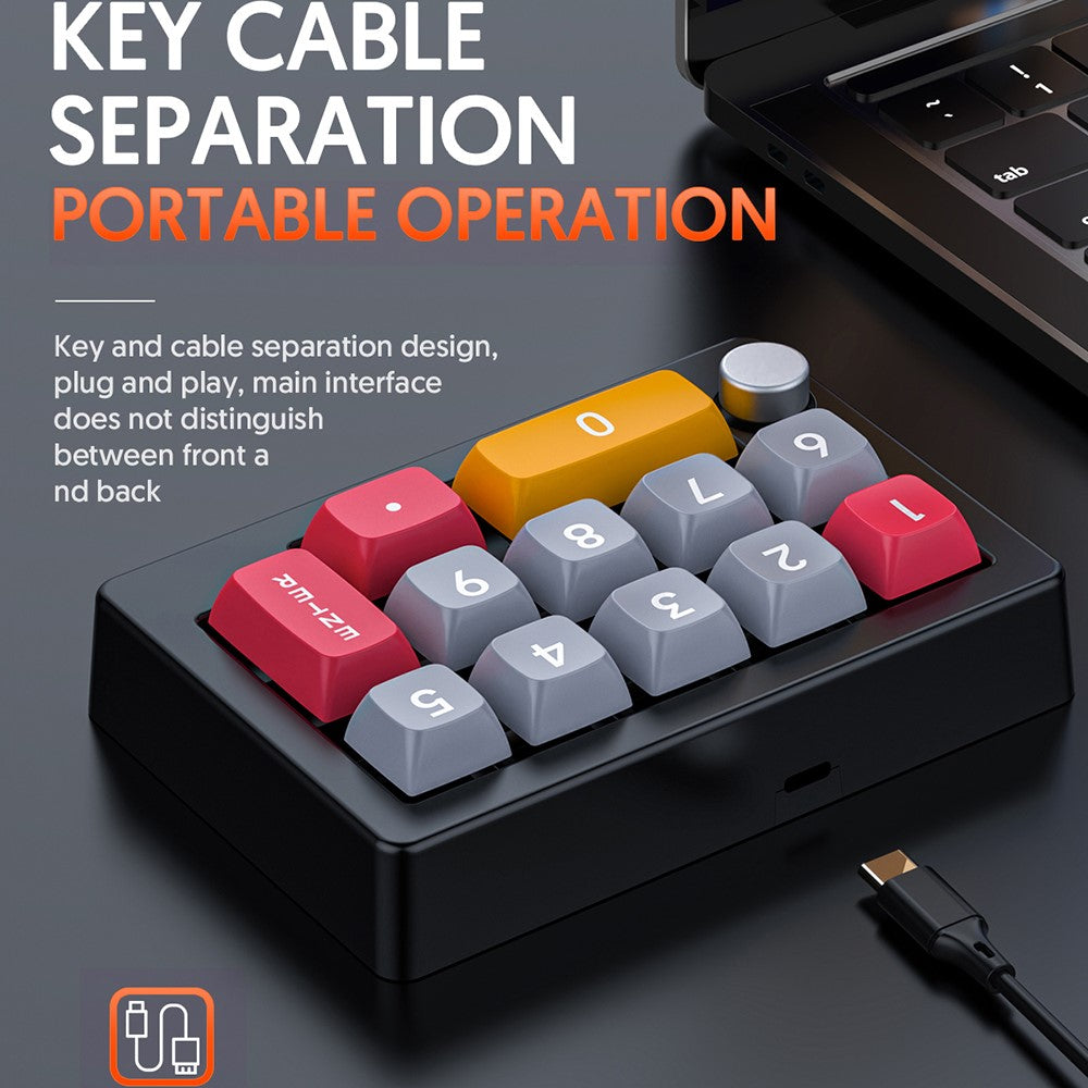 MKESPN K808 Mini Mechanical Keyboard 13 Keys Hot-Swappable RGB Backlit Programmable Keypad