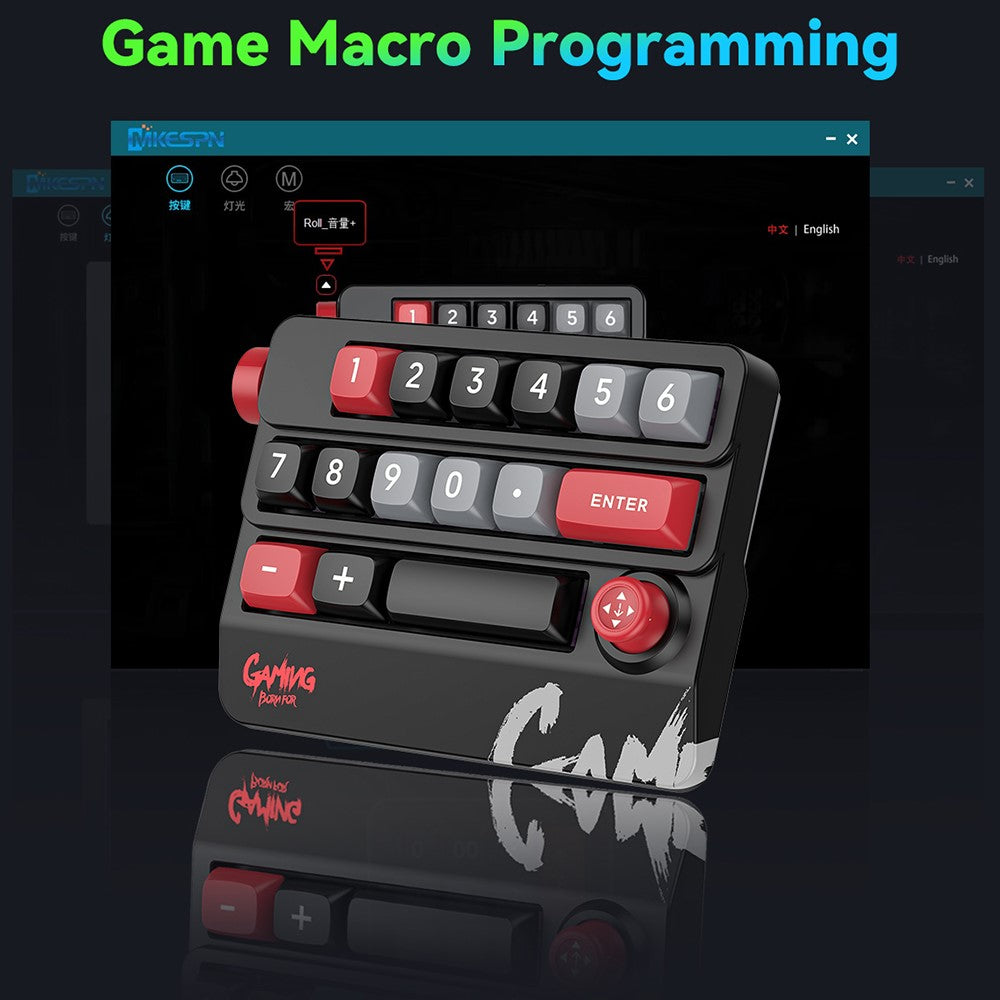 MKESPN K809 Mechanical Gaming Keyboard Macro Keys RGB Backlit Hot-Swappable Keypad with Type-C Detachable Cable