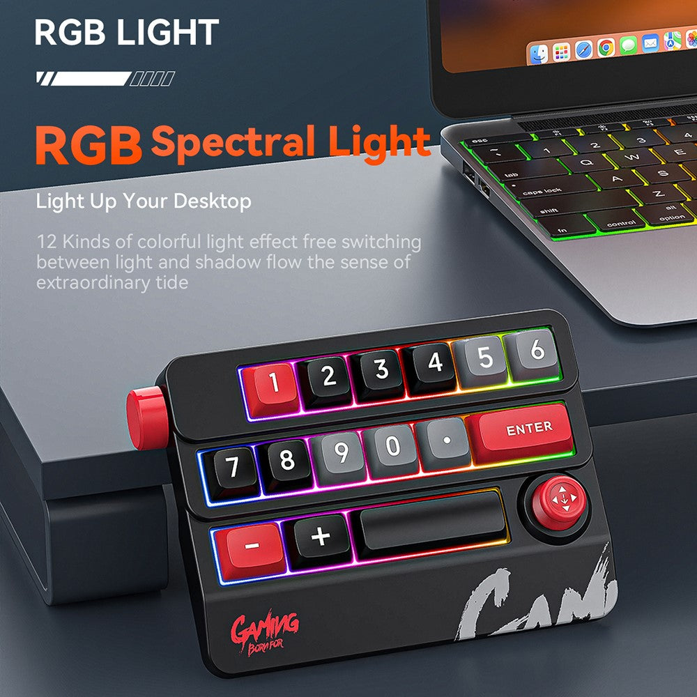 MKESPN K809 Mechanical Gaming Keyboard Macro Keys RGB Backlit Hot-Swappable Keypad with Type-C Detachable Cable