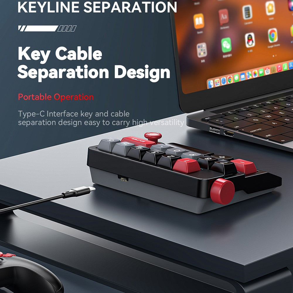 MKESPN K809 Mechanical Gaming Keyboard Macro Keys RGB Backlit Hot-Swappable Keypad with Type-C Detachable Cable
