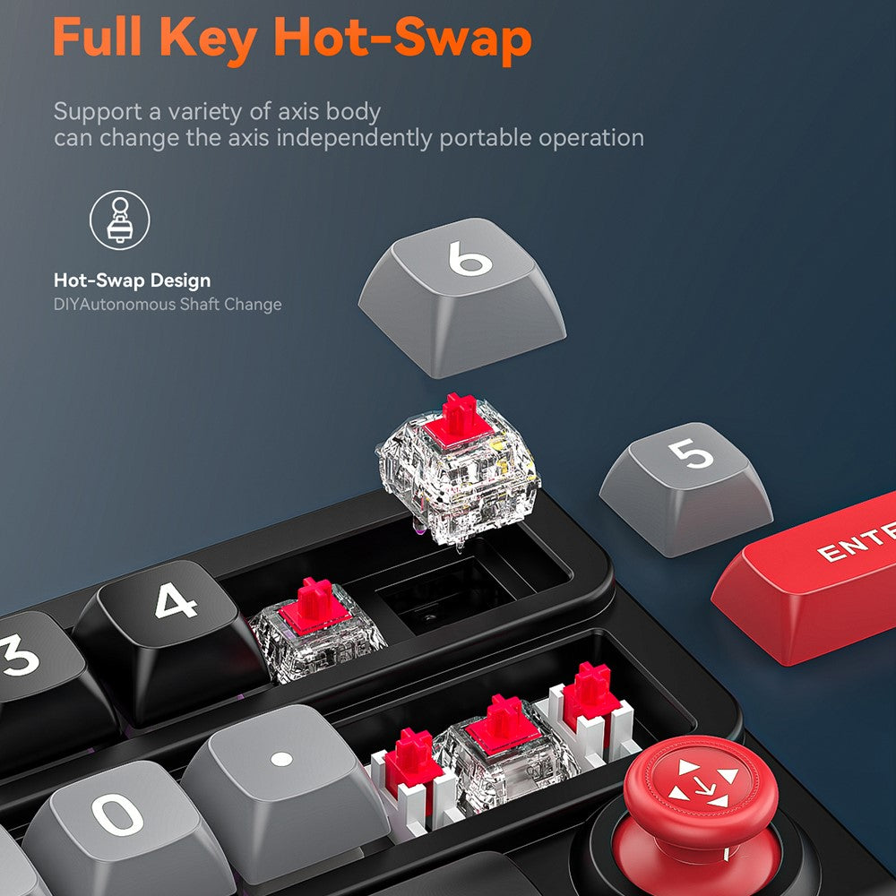 MKESPN K809 Mechanical Gaming Keyboard Macro Keys RGB Backlit Hot-Swappable Keypad with Type-C Detachable Cable