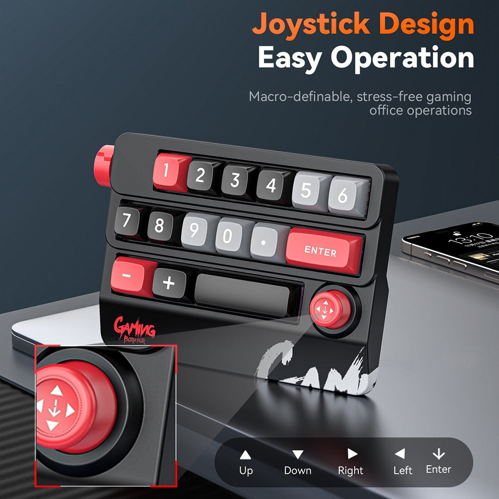 MKESPN K809 Mechanical Gaming Keyboard Macro Keys RGB Backlit Hot-Swappable Keypad with Type-C Detachable Cable