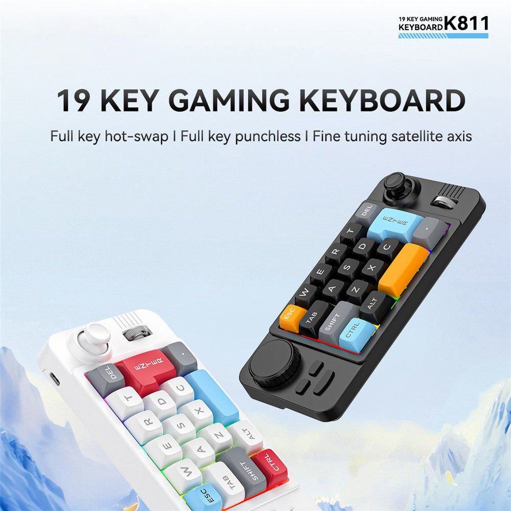MKESPN K811 Gaming 22 Keys Keypad RGB Backlit Mechanical Macro Programmable Keyboard with Dial Joystick