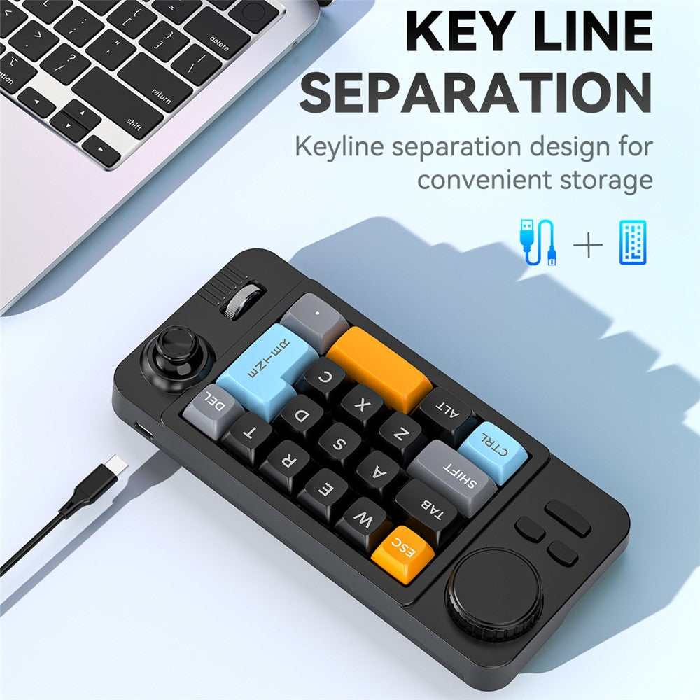 MKESPN K811 Gaming 22 Keys Keypad RGB Backlit Mechanical Macro Programmable Keyboard with Dial Joystick