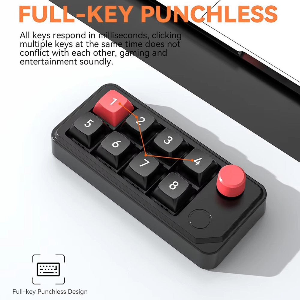 MKESPN K815A Programmable Gaming 8 Keys Hot-Swappable Keyboard RGB Light Mini Mechanical Numeric Keyboard