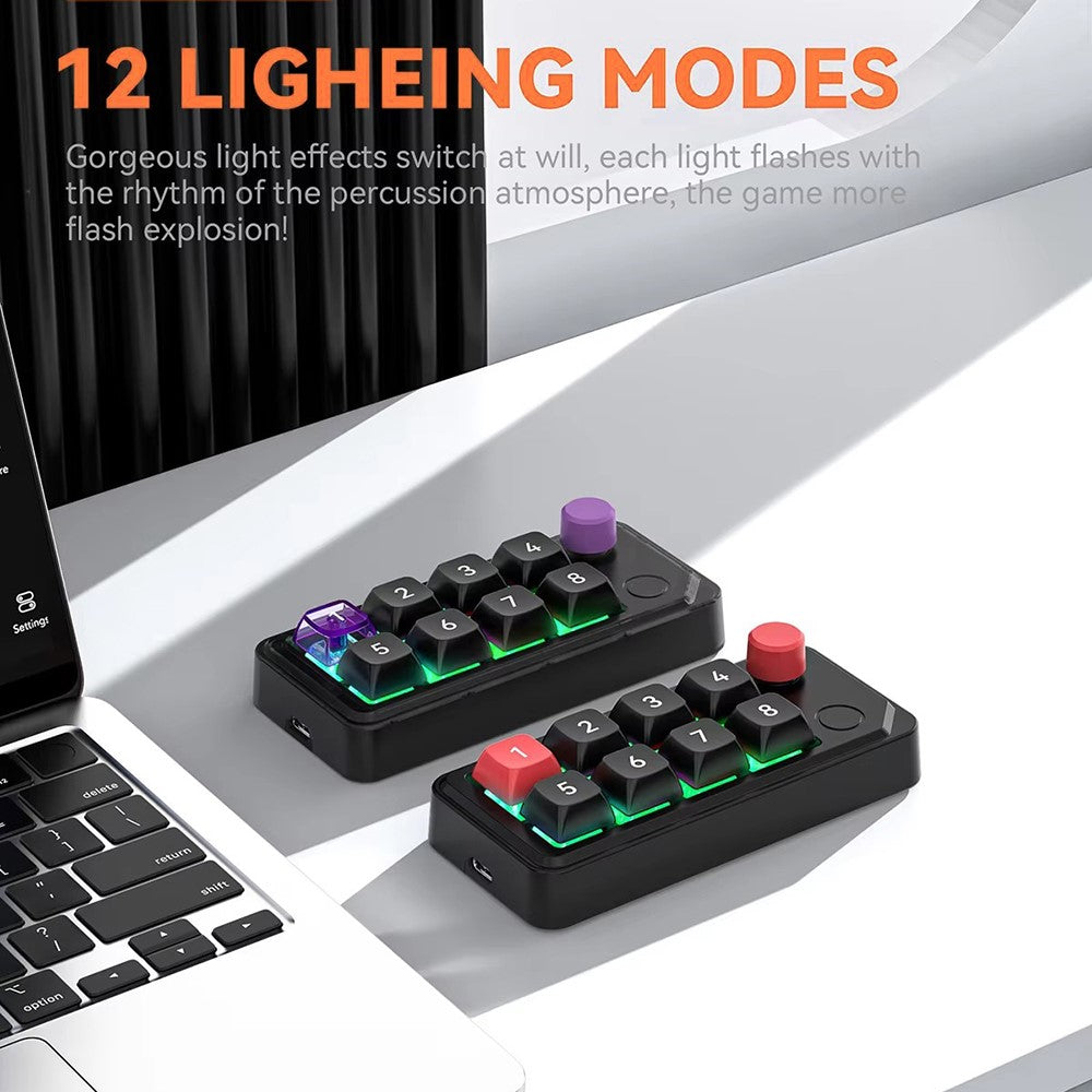 MKESPN K815A Programmable Gaming 8 Keys Hot-Swappable Keyboard RGB Light Mini Mechanical Numeric Keyboard