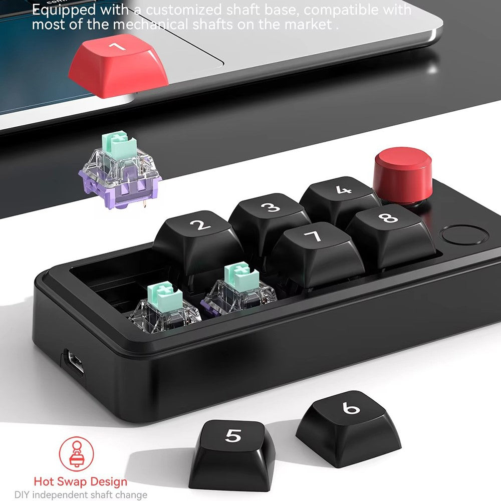 MKESPN K815A Programmable Gaming 8 Keys Hot-Swappable Keyboard RGB Light Mini Mechanical Numeric Keyboard