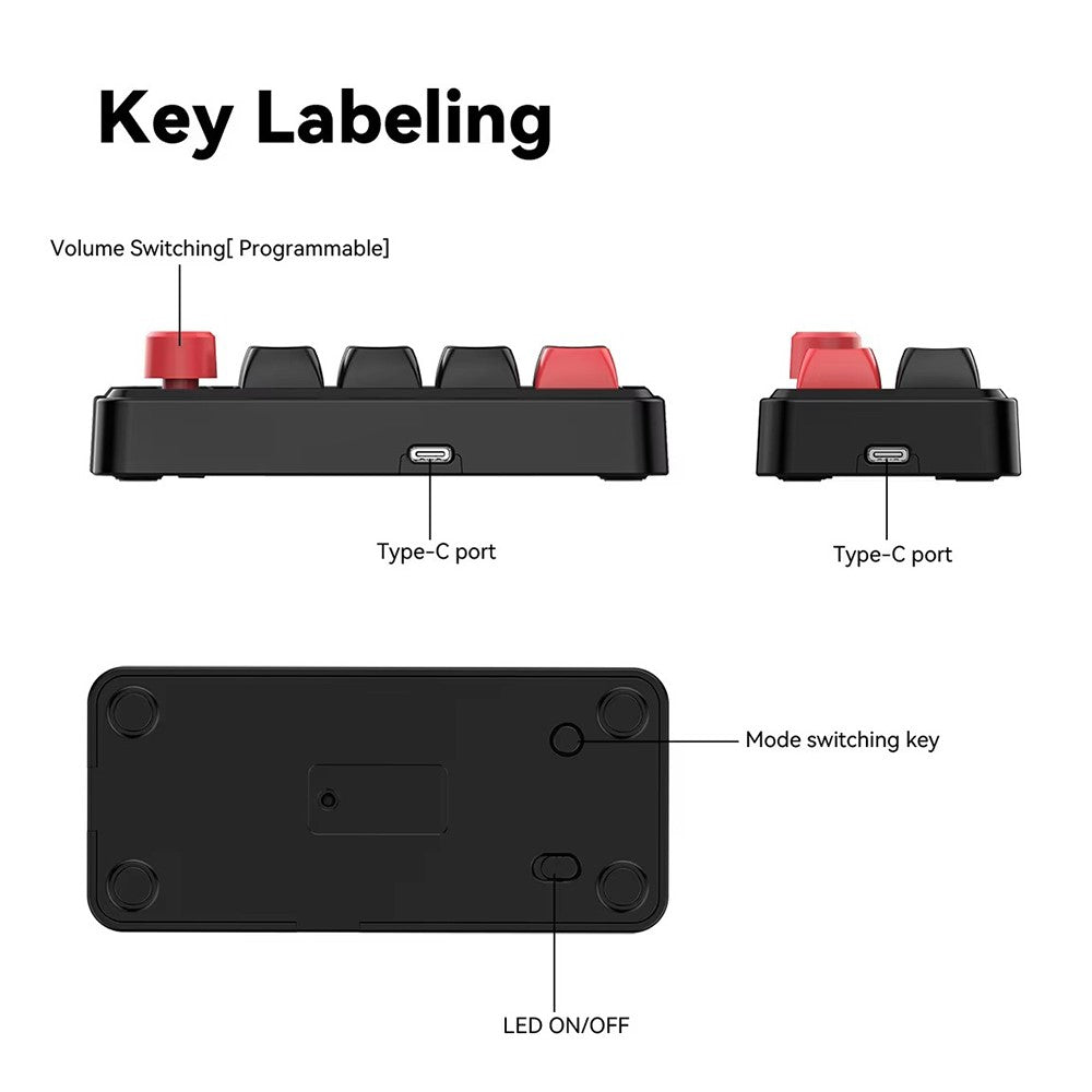 MKESPN K815A Programmable Gaming 8 Keys Hot-Swappable Keyboard RGB Light Mini Mechanical Numeric Keyboard