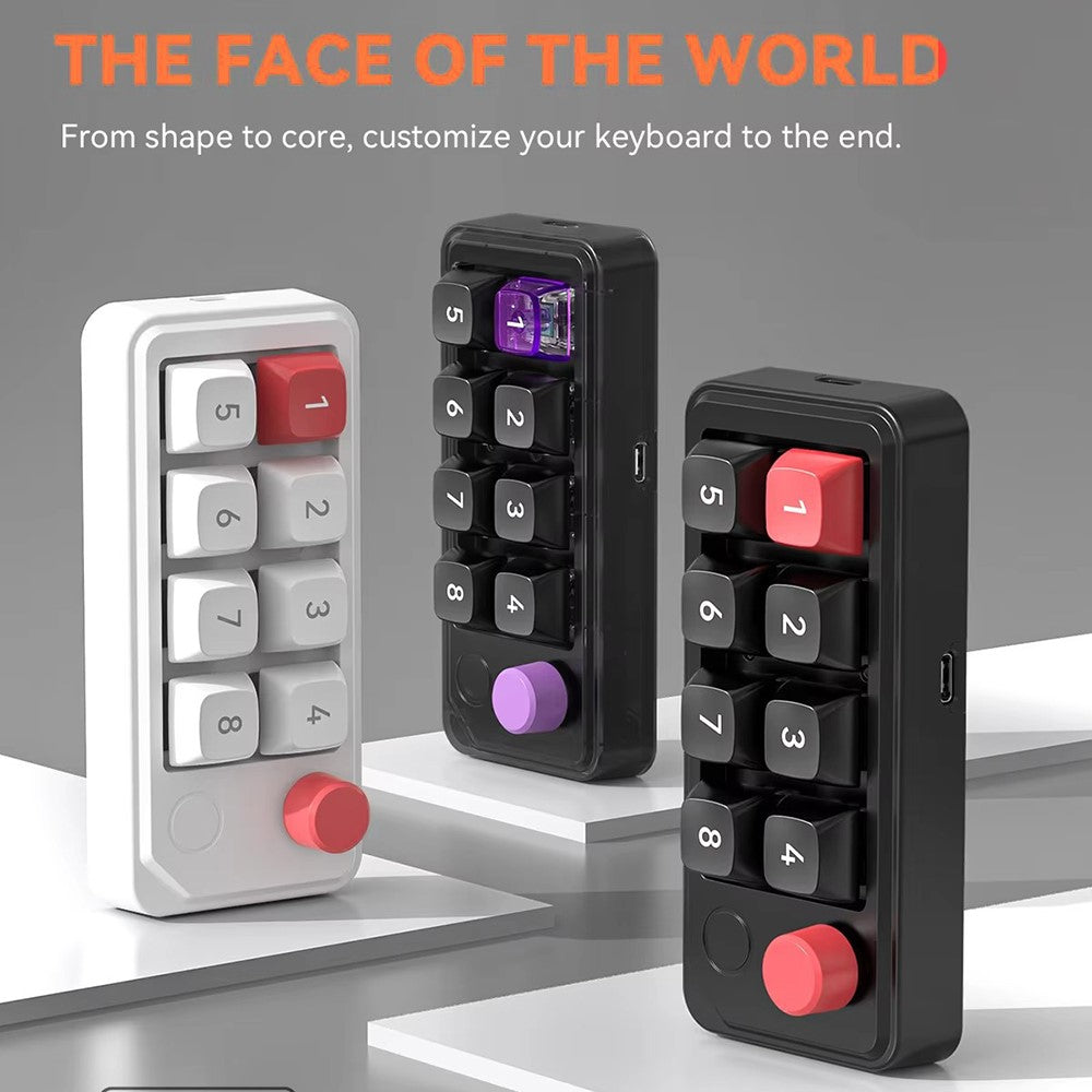 MKESPN K815A Programmable Gaming 8 Keys Hot-Swappable Keyboard RGB Light Mini Mechanical Numeric Keyboard