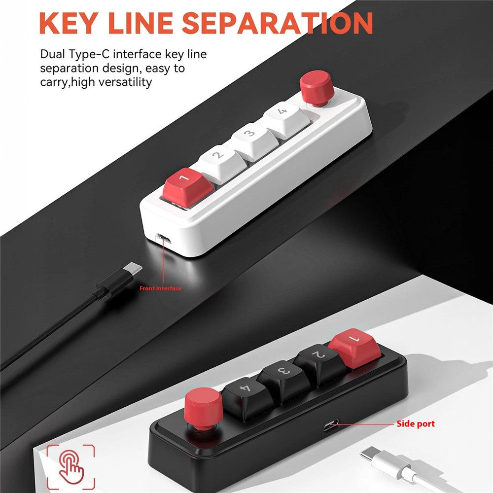 MKESPN K816A 4-Key Wired Hot-Swappable Mechanical Gaming Keypad Macro Programmable Mini Keyboard