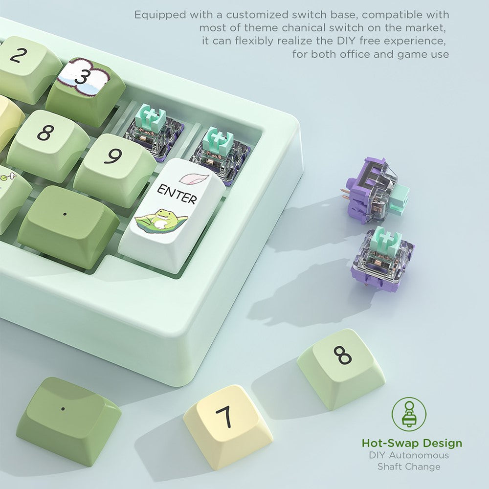MKESPN W908 2.4GHz Wireless / Wired / Bluetooth-Compatible Mechanical Mini Keyboard Programmable RGB Backlit 12-Key Numpad