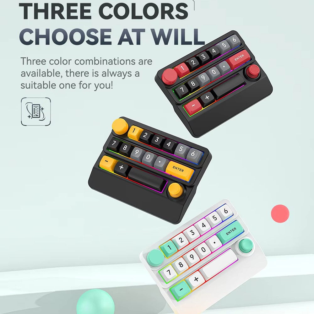 MKESPN W909 15 Keys Mechanical Gaming Keyboard Wireless / Bluetooth-Compatible / Wired RGB Backlit Keypad