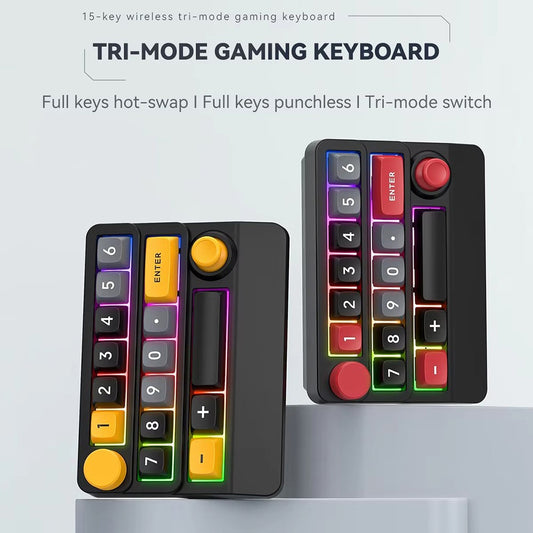 MKESPN W909 15 Keys Mechanical Gaming Keyboard Wireless / Bluetooth-Compatible / Wired RGB Backlit Keypad