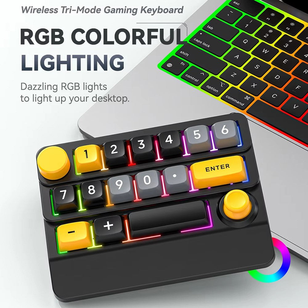 MKESPN W909 15 Keys Mechanical Gaming Keyboard Wireless / Bluetooth-Compatible / Wired RGB Backlit Keypad