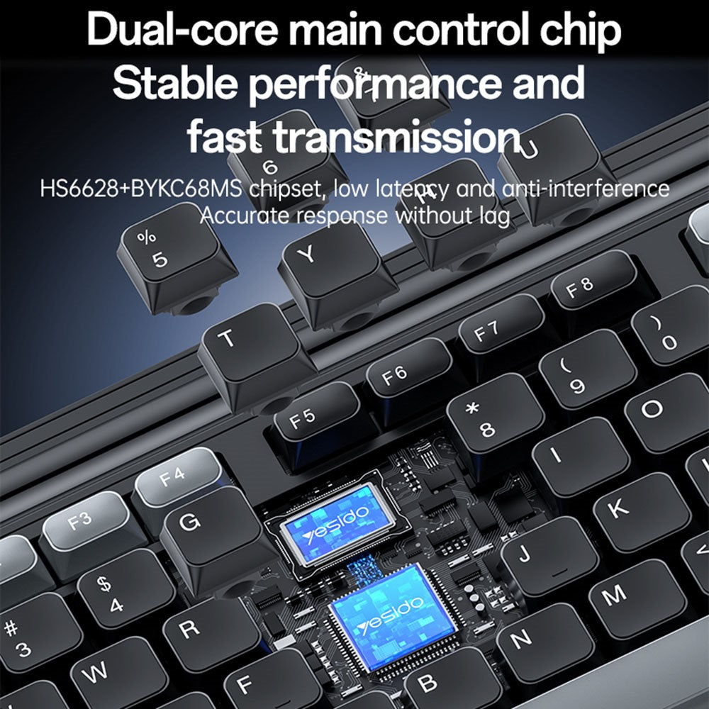 YESIDO KB43 2.4G Wireless Silent Commercial Office Keyboard Mouse Set for Desktop PC Laptop