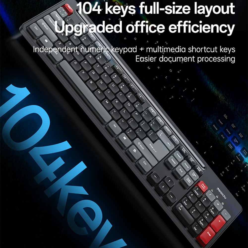 YESIDO KB43 2.4G Wireless Silent Commercial Office Keyboard Mouse Set for Desktop PC Laptop