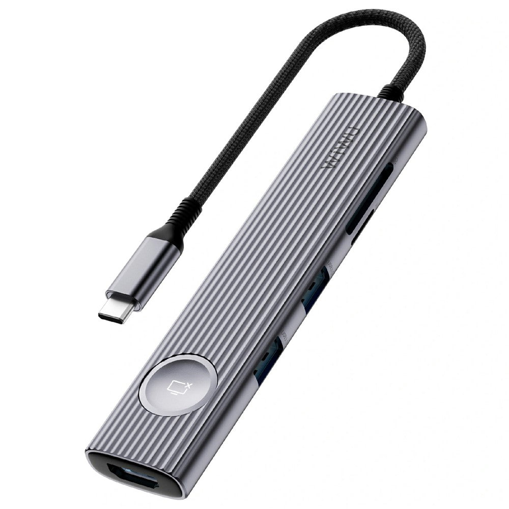 WIWU Wi-HB001 For Laptop 8 in 1 Type C Hub USB 3.0 PD 100W Fast Charging SD TF Card Reader with Screen Lock Button