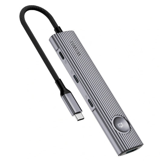 WIWU Wi-HB001 For Laptop 8 in 1 Type C Hub USB 3.0 PD 100W Fast Charging SD TF Card Reader with Screen Lock Button