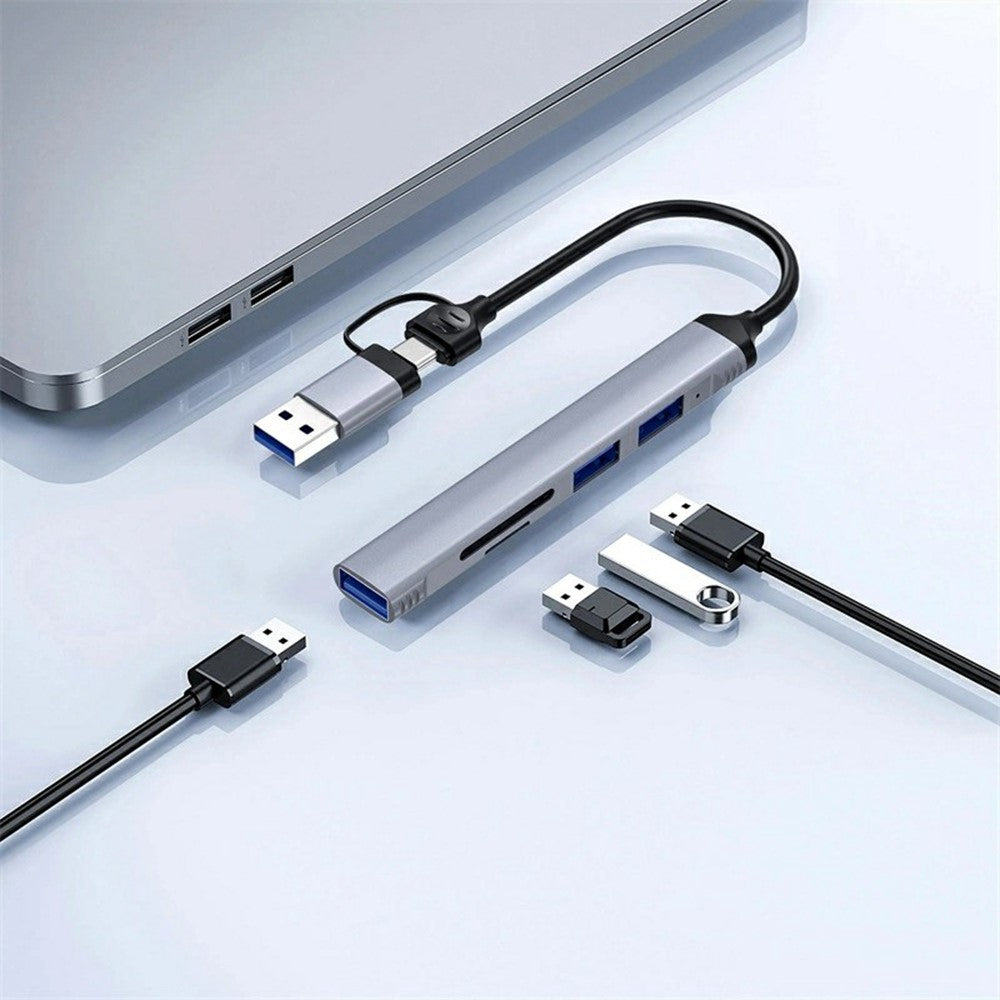WIWU HB003 5 in 1 Multifunction Hub USB + Type C to USB 3.0 / 2x USB 2.0 / SD and TF Card Reader Expansion Dock
