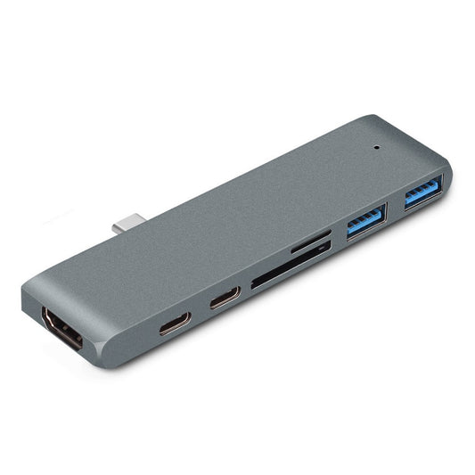 Dual USB-C Hub Type-C to Thunderbolt 3 + Type-C + 4K HDMI + USB 3.0 x 2 + SD + MicroSD Card Reader Adapter