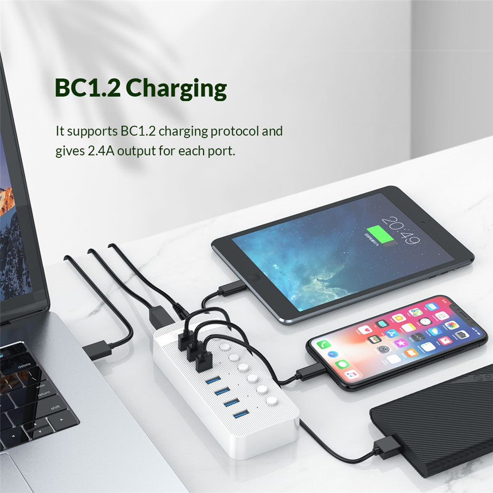 ORICO CT2U3-7AB ABS Multi-port USB3.0 HUB with Individual Switches