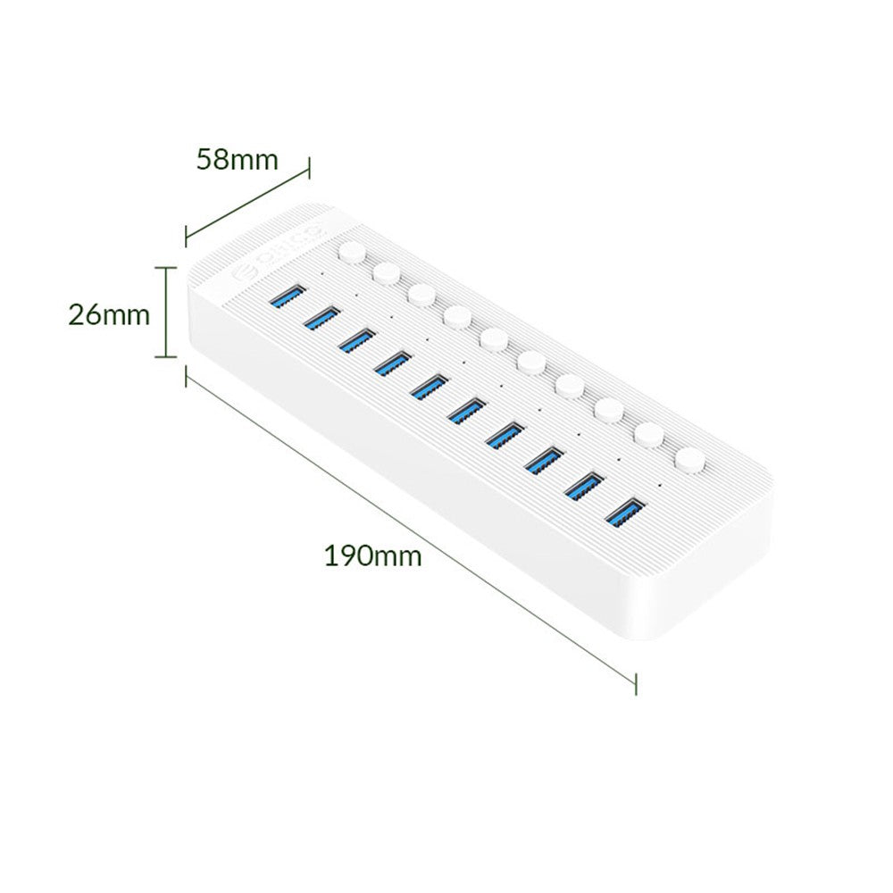 ORICO CT2U3-10AB ABS Multi-port USB3.0 HUB with Individual Switches