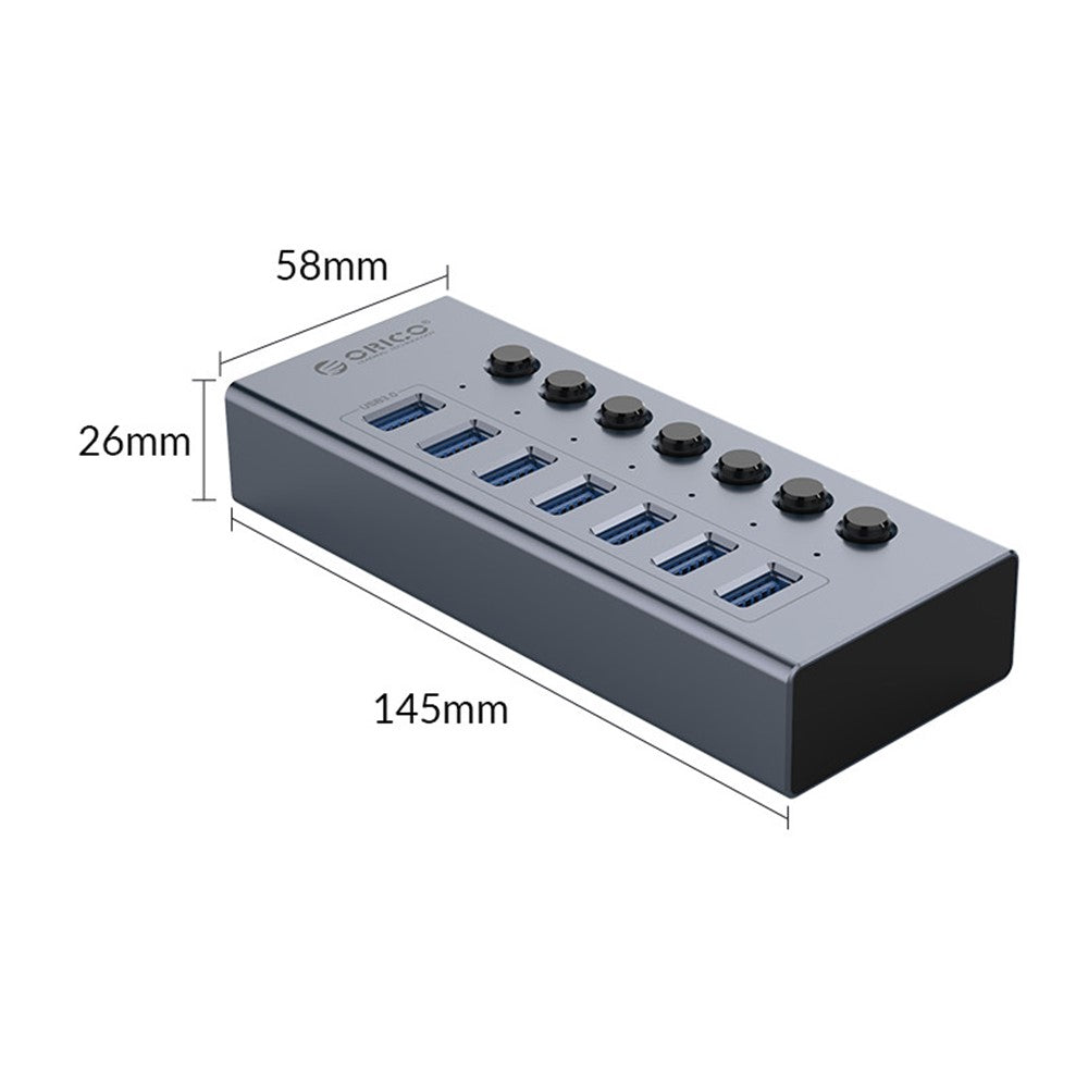 ORICO BT2U3-7AB Aluminum Alloy Multi-port HUB with Individual Switches