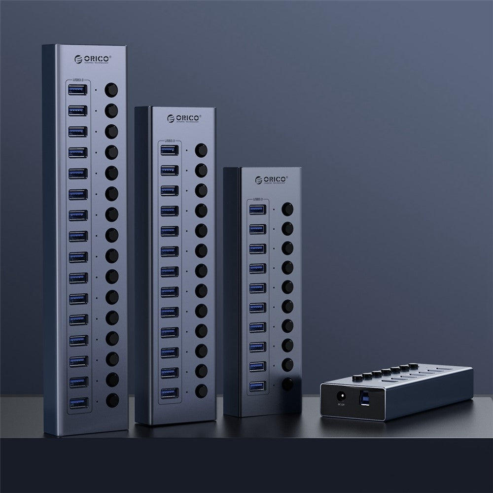 ORICO BT2U3-10AB Aluminum Alloy 10 Port USB3.0 5Gbps Data Transmission USB Hub Charging Splitter with Individual Switches