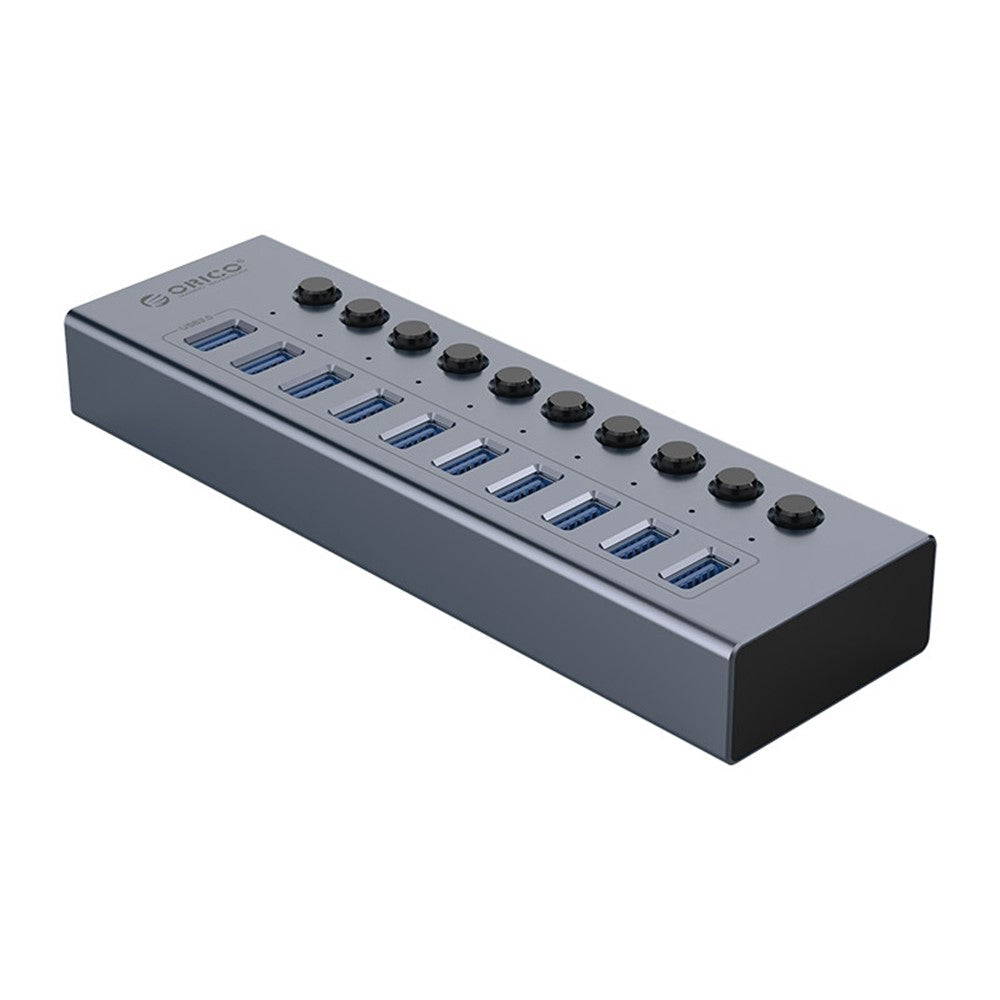 ORICO BT2U3-10AB Aluminum Alloy 10 Port USB3.0 5Gbps Data Transmission USB Hub Charging Splitter with Individual Switches