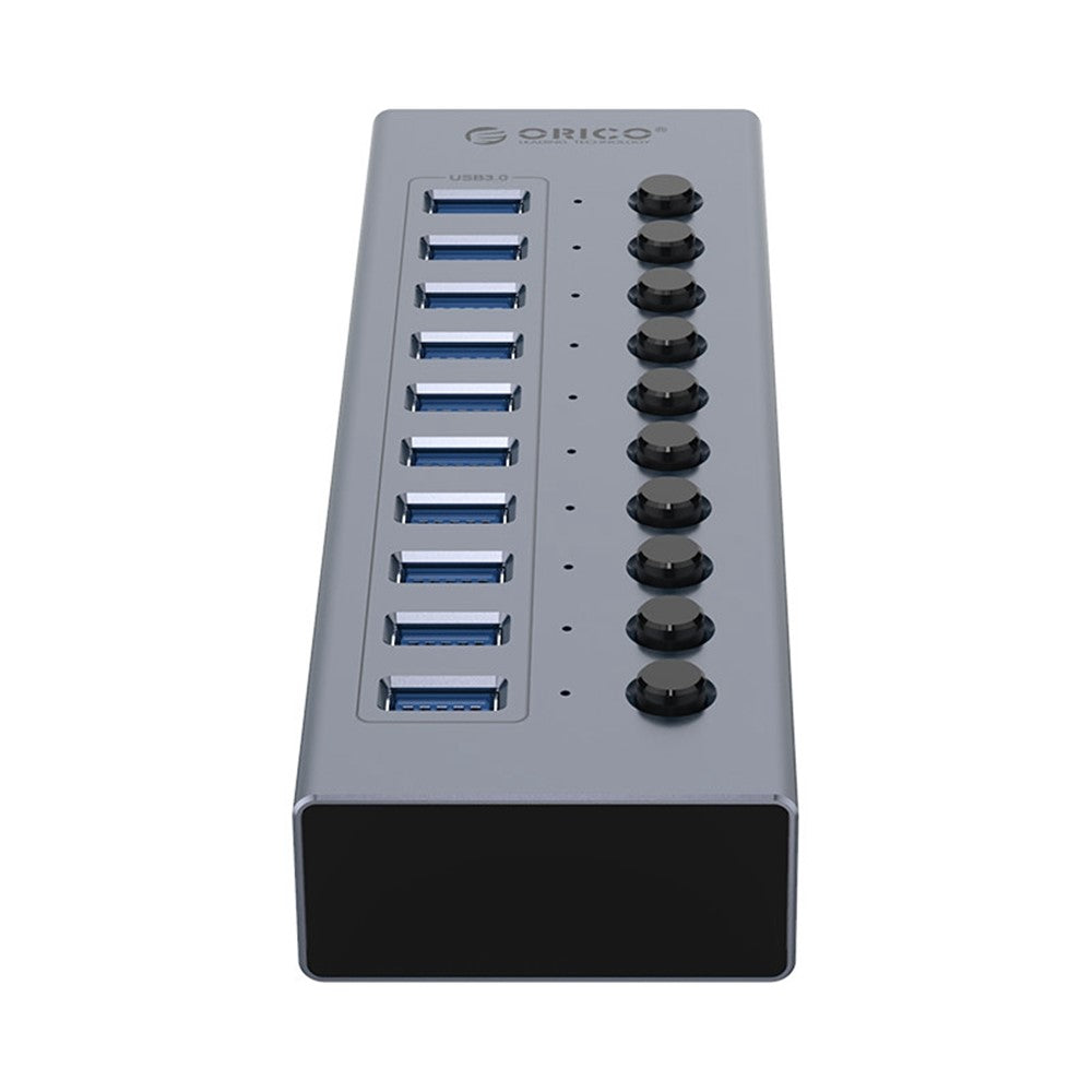 ORICO BT2U3-10AB Aluminum Alloy 10 Port USB3.0 5Gbps Data Transmission USB Hub Charging Splitter with Individual Switches
