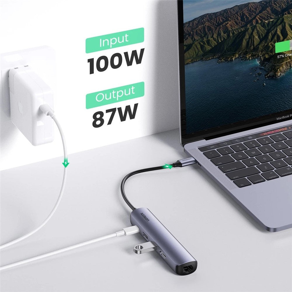 UGREEN 5 in 1 USB C Hub Type-C 3.1 to HDMI RJ45 USB 3.0 PD Charging Multi Splitter Adapter for MacBook Air Pro