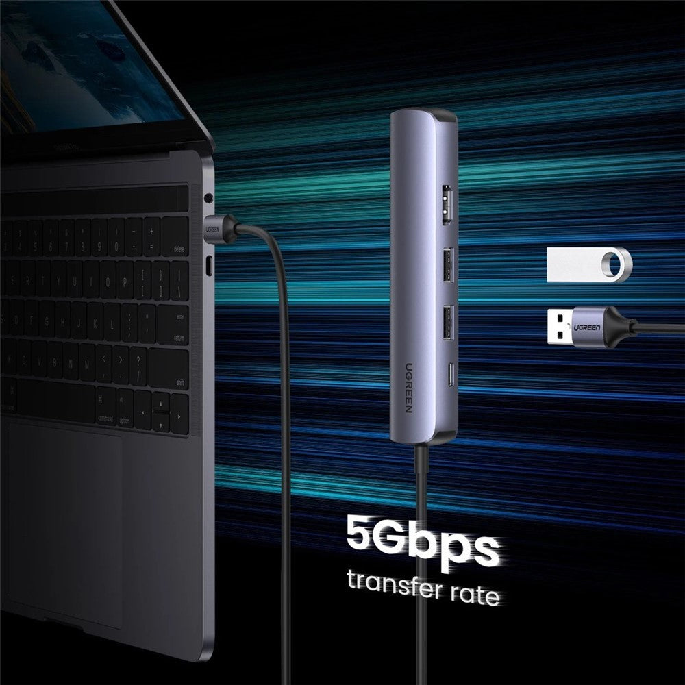UGREEN 5 in 1 USB C Hub Type-C 3.1 to HDMI RJ45 USB 3.0 PD Charging Multi Splitter Adapter for MacBook Air Pro