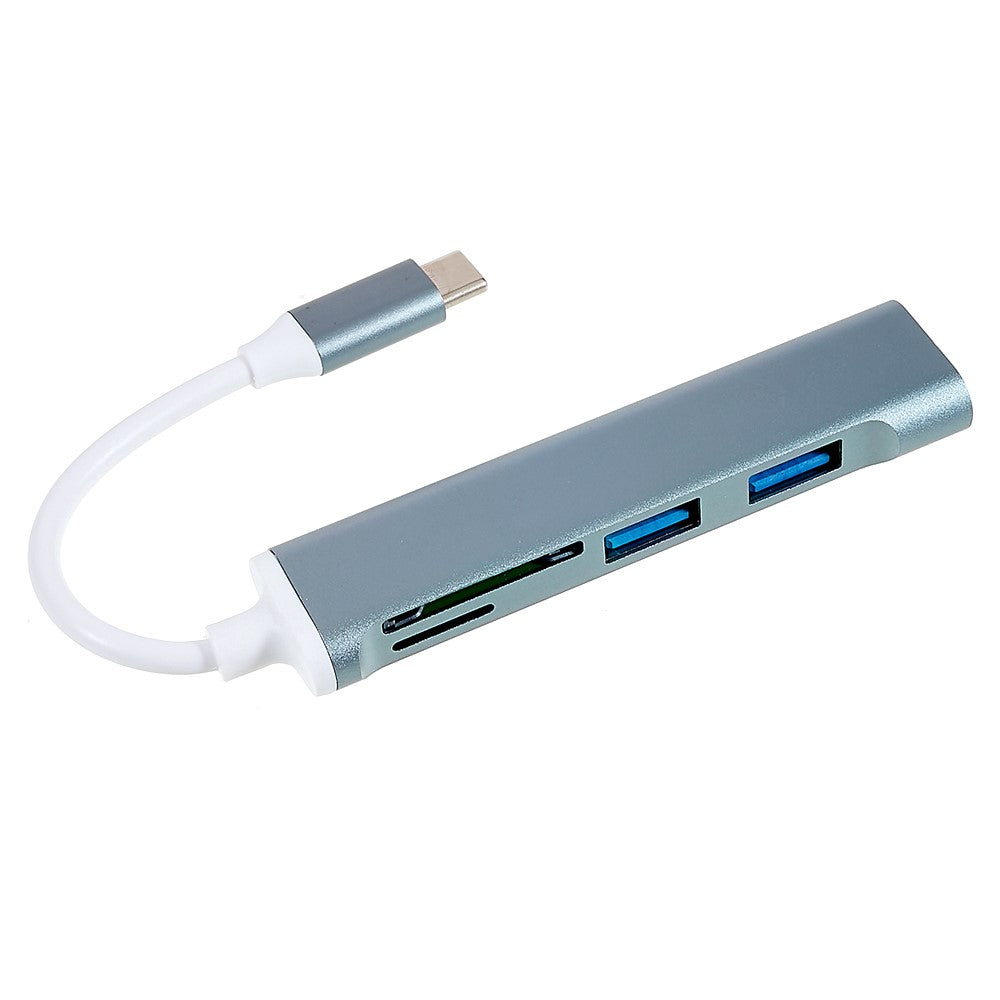 USB-C 5-in-1 Hub Splitter 3 x USB3.0 5Gbps High Speed TF SD Card Reader Adapter