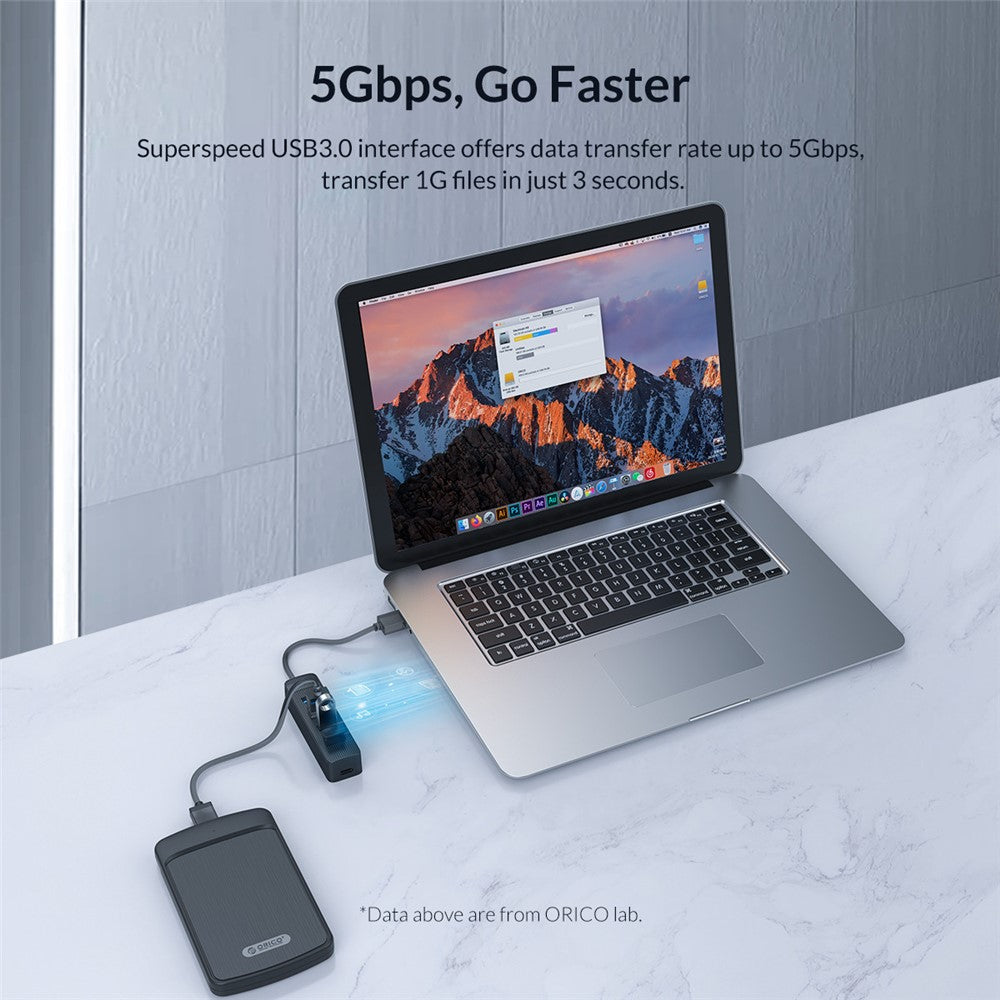 ORICO TWU3-4A Portable 4-Port USB Hub USB 3.0 Splitter Adapter for PC Computer
