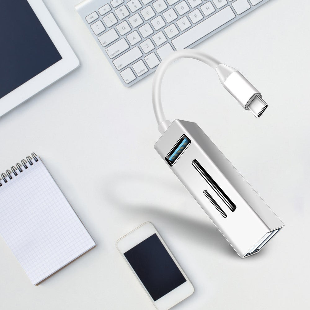 Type-C 5-in-1 Hub Splitter USB3.0 TF Memory Card Reader Adapter Docking Station for Phone Laptop