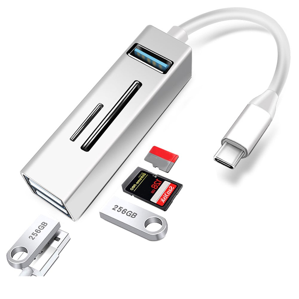 Type-C 5-in-1 Hub Splitter USB3.0 TF Memory Card Reader Adapter Docking Station for Phone Laptop