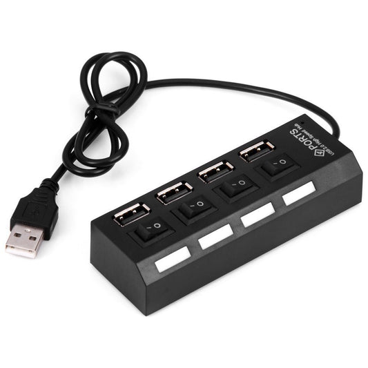 A42 High Speed USB2.0 4-Port USB Hub Splitter with Independent Switch