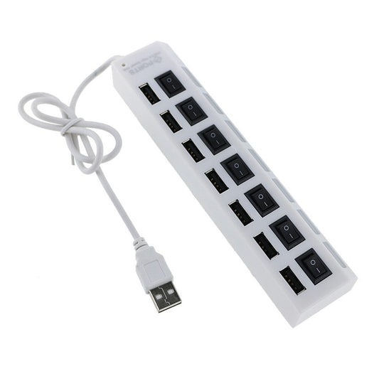 A55 USB2.0 High Speed Transmission 7-Port USB Hub Splitter with Independent Switch