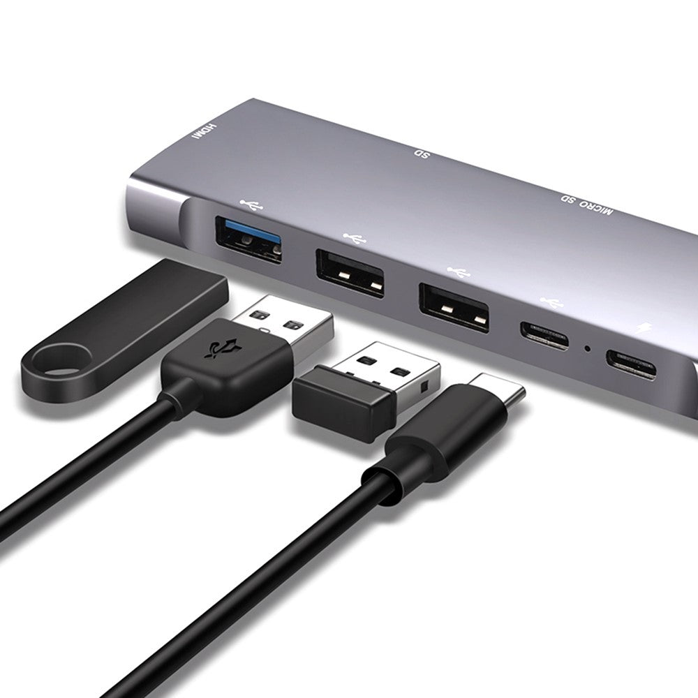 9 in 1 Docking Station 4K 30Hz USB C Hub HDMI Compatible 100W PD USB 3.0 + 2.0 Multiport Adapter for Laptop PC