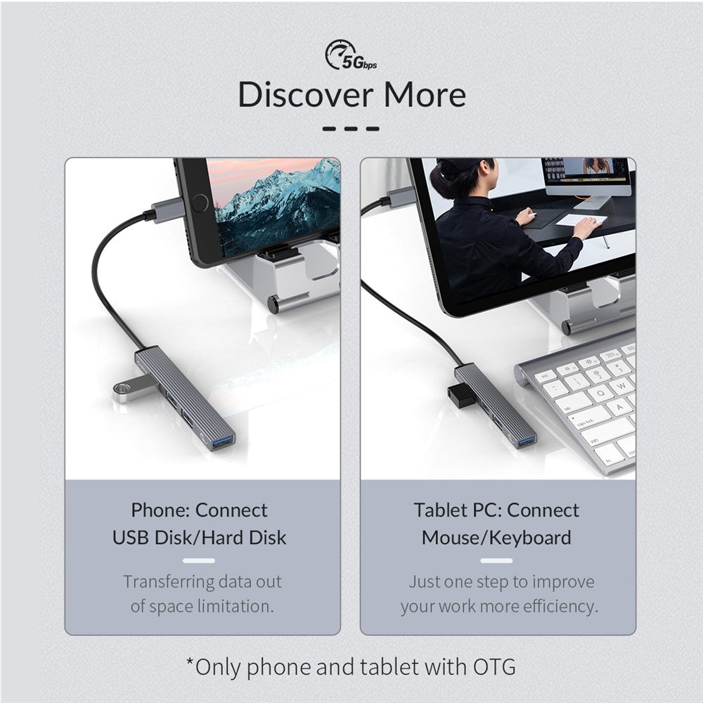ORICO AH-13 Type-C to USB3.0/2.0 Expansion Adapter 4 USB Ports Hub