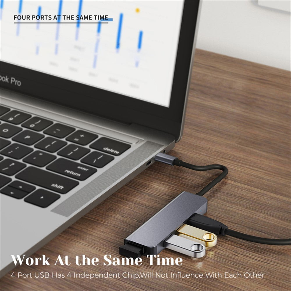USB C Hub to 4xUSB Ports Adapter Compatible for USB C Laptops and Other Type C Devices