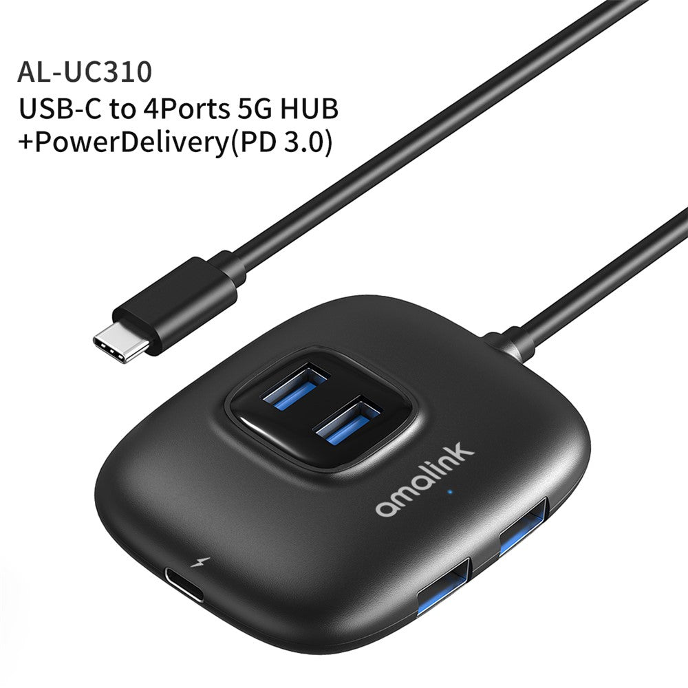 AMALINK AL-UC310 Portable 5Gbps Type-C to USB 3.0 4 Ports + PD 3.0 Hub