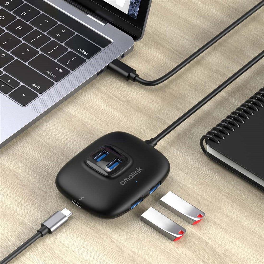 AMALINK AL-UC310 Portable 5Gbps Type-C to USB 3.0 4 Ports + PD 3.0 Hub