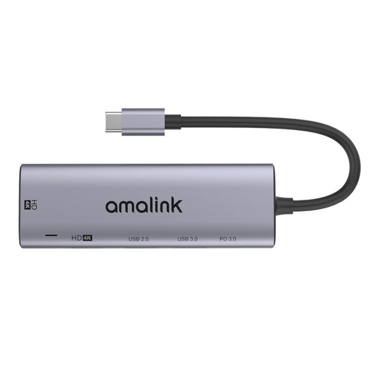 AMALINK AL-95126D 5 in 1 Type C Hub 76W Power Delivery 2x HDMI+USB 2.0 PD 3.0 Adapter for Mobile Phone Laptop