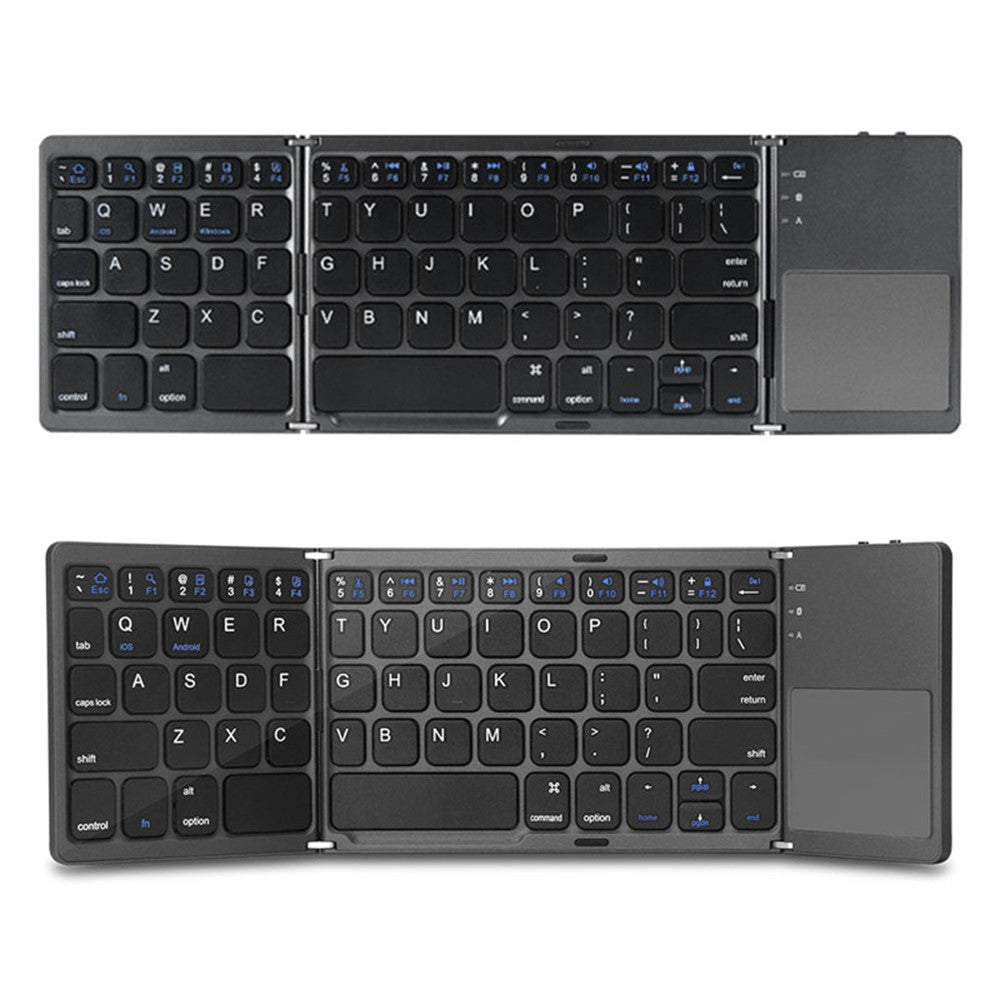 B033 Triple Folding Wireless Bluetooth-compatible Keyboard with High Sensitive Touchpad for Apple 8-Pin / Windows / Android