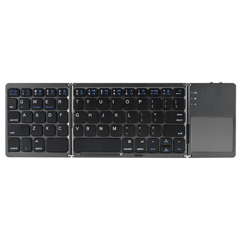 B033 Triple Folding Wireless Bluetooth-compatible Keyboard with High Sensitive Touchpad for Apple 8-Pin / Windows / Android