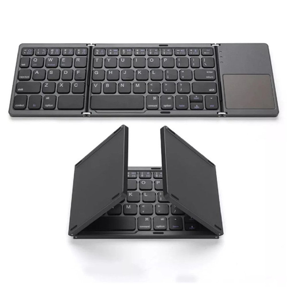 B033 Triple Folding Wireless Bluetooth-compatible Keyboard with High Sensitive Touchpad for Apple 8-Pin / Windows / Android