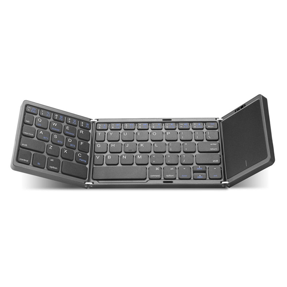 B089T Ultra-thin Rechargeable 10m Wireless Bluetooth-compatible Keyboard Triple Folding Mini Touchpad Press Key Mouse for Home Office Travel Business Trip
